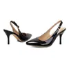 Sandalias de punta fina, tacón ultra alto, estilo europeo y americano, tacones de aguja, sandalias de punta cerrada para mujer de verano, charol de color liso, zapatos para mujer de talla grande transfronterizos