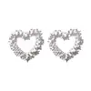 Pendientes Pequeños Sencillos de Plata con Forma de Corazón Hueco, Moda Nueva Coreana y Japonesa, con Agujas de Plata 925, Pendientes Versátiles y Elegantes para Mujer