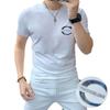 Camiseta de algodón mercerizado para hombre, elegante, moderna, fina y ajustada, con cuello redondo, manga corta, para primavera y verano, nueva industria pesada.