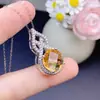 Colgante de Cristal Amarillo Natural Piedra Natural Color Natural Plata 925 Mano de Obra Fina Piedra Principal Incrustada 12*12mm