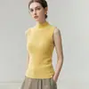 Suéter de Cachemira para Mujer Bai Cai Rong Otoño/Invierno 2026, Sin Mangas, Cuello Semi Alto, Diseño Versátil, Tejido de Lana