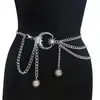 Cadena de Cintura Metálica de Luna y Sol de Moda Transfronteriza Europea y Americana Versátil para Mujer Cadena de Cintura Decorativa de Combinación Simple para Faldas y Pantalones