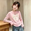 Camiseta Térmica de Forro Polar para Niñas Otoño Invierno Manga Larga Cuello Redondo Ropa Interior Casual Súper Bonita Tendencia para Niñas