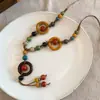 Collar con Borlas de Flor de Diamante Goteando Aceite Estilo Étnico Bohemio Cadena para Suéter Collar Versátil de Lujo Ligero Retro