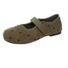 Boca baja peludo versátil tejido de una sola capa velcro slip-on fondo plano zapatos individuales para mujer Zapatos Wanwan Otoño 2026 nuevo estilo