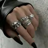 Anéis Europeus e Americanos de Venda Quente Transfronteiriça Conjunto de Anéis Crânio Escuro Aranha Anel Retrô Joias Estilo Punk Acessórios de Joias Novo