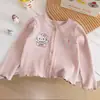 Chaqueta cárdigan para niña, top versátil de primavera y otoño, abrigo infantil elegante, camiseta de manga larga, moda infantil de dibujos animados estilo coreano