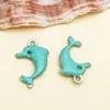 Colgante de delfín de esmalte de doble cara de acero inoxidable para pendientes, pulseras, llaveros y joyería hechos a mano para DIY