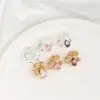 Chapado en Oro de 14K Zircón Diamantado Flor Estéreo Espaciadores de Cuatro Agujeros Pulseras de Cristal Hechas a Mano DIY Accesorios de Joyería con Cuentas