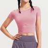 Ropa deportiva de verano para mujer, transpirable y absorbente de sudor, ropa de fitness, ropa de yoga adelgazante de corte entallado, camiseta de manga corta para mujer
