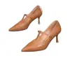 Sapatos Sociais Femininos com Fivela de Uma Tira, Novo Estilo Primavera 2026, Salto Alto Elegante Fino, Scarpins Rasos de Bico Fino