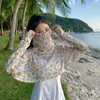 Chal Protector Solar Estilo Japonés para Mujer Delgado para Conducir de Manga Larga con Velos Resistentes a los Rayos UV Protección del Cuello Ropa Integrada con Protección Solar para el Verano