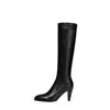 Botas Largas Elásticas Super Elásticas para Mujer Botas Adelgazantes Otoño Invierno Nuevas Punta Redonda Cremallera Lateral Tacón Alto Fino Botas Altas Hasta la Rodilla Botas Altas para Mujer