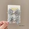 Pinza para el pelo con lentejuelas plateadas de alta gama estilo coreano, accesorios para el pelo de lazo para niños, diadema, pinza lateral para niña pequeña, tocado