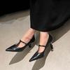 Talla Talla Reembolsable Capa Superior Piel de Oveja Sencillas Vintage Mary Jane Zapatos Primavera 2025 Delgadas Tacón Alto Punta Fina Cuero Genuino de Una Sola Capa Zapatos para Mujer