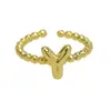 Anillos de 26 Letras Inglesas Más Vendidos Transfronterizos Anillos Gruesos Brillantes de Oro de 18 Quilates Modelo Caliente de Amazon Dropshipping