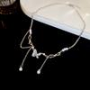 Colar de clavícula com imitação de pérola e diamante de zircônia nicho, colar feminino de alta qualidade com temperamento europeu e americano, estilo y2k