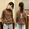 Blusa de base para meninas outono e inverno média e grande crianças meninas bebê roupa íntima gola alta estilosa infantil quente top t