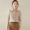 Nuevo Suéter de Cachemira Otoño e Invierno 2026 Camisa de Cuello para Mujer Cardigan de Punto de Botones Sencillo Color Puro Chaqueta Casual