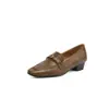 Mocasines Retro con Camelia, sin Cordones, Tacón Grueso de 3 cm, Zapatos Mary Jane Simples, Zapatos Cómodos y Suaves para Mujer