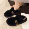 Calzado de invierno para mujer para exteriores, nuevo estilo de moda 2026, mocasines slip-on forrados de polar con diseño de media pantufla y soporte en el talón