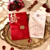 Cartão de Convite de Casamento, Convite de Casamento, Carta Convite, Tecido de Veludo, Borla Vinho, Palavra Feliz, Adesivo com Selo de Cera, Convite Estilo Chinês