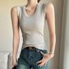 Traje de punto con cuello redondo, camiseta interior de manga corta sin mangas, top para el hombro, primavera, otoño, verano, camiseta de talla grande, se puede usar por fuera