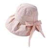 Primavera e verão novo arco chapéu de pescador casual chapéu de moda dobrável chapéu de pano praia chapéu legal à prova de vento mulheres coreanas