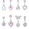 Conjunto de 8 peças de piercing de umbigo joia para piercing corporal e-commerce transfronteiriço cravejado de zircônia anel de umbigo em forma de coração fabricantes em estoque atacado