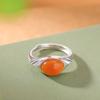 Anel de prata esterlina One Deer Silver S925 Red South Red Hetian Jade Fino Jade Aquático Vintage Simples Anel de Ovo Estilo Nacional