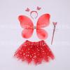 Saia Tutu Colorida com Lantejoulas para Crianças Brinquedo com Glitter Varinha Mágica Maravilhosa Conjunto de Quatro Peças para Apresentação de Palco
