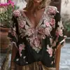 Novo Transfronteiriço Europeu e Americano Amazon 3D Impresso Outono Elegante Novo Imitação Jacquard Ombro a Ombro Mangas Curtas Tops para Mulheres