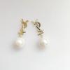 Pendientes de plata con pequeñas fragancias y microincrustaciones de circonitas y perlas, estilo femenino, ligeros, lujosos y combinables con todo.