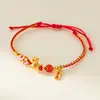 Nalan Plata Pura 999 Año del Zodiaco Exquisito Sencillo Flor de Durazno Caballo del Zodiaco Pulsera de Hilo Rojo que Atrae la Riqueza S8529
