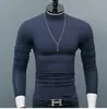 Nueva camiseta de color liso para hombre de comercio exterior, cuello alto de manga larga para hombre, camiseta interior de primavera y otoño, camisa fina para hombre, jersey coreano