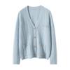 Cárdigan de Punto Hueco con Cuello en V de Doce Puntos Estilo Chanel Suéter de Cachemira para Mujer Suelto Casual Base de Lana Tejida