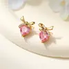 Pendientes de Corazón Dulces y Juveniles con Microincrustaciones de Circonita para Mujer, Pendientes de Dama Estilo Chanel de Nicho, Pendientes de Moda de Lujo Ligero con Temperamento