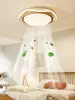 Lámpara ventilador sin aspas lámpara de dormitorio moderna simple redonda lámpara de techo personalidad minimalista ventilador silencioso inteligente lámpara de ventilador invisible