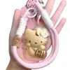 Oro Puro 999 Gato de Dibujos Animados Kitty Cadena para Teléfono Llavero Colgante para Bolso Regalo para Novia o Amiga Regalo de Cumpleaños