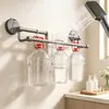 Toallero de baño con ventosa, barra de toalla para baño sin taladro, estante de toallas para pared, estante de almacenamiento, barra única o doble
