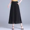Calça Larga de Chiffon Preta para Mulheres, Novo Estilo Verão 2026, Caimento Solto, Cobre o Quadril, Emagrecimento, Calça Casual Cropped