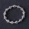 Pulsera de cuentas redondas plateadas de aleación nueva, pulsera lisa de semilla de loto y dosel de loto, joyería de moda para mujer, venta al por mayor