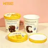 Copo de Papel Descartável para Sorvete 16oz 500ml Atacado Padrão Impresso Copo para Sorvete Embalagem Balde de Papel para Levar com Tampa