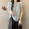 Camisa Dulce de Manga Corta Estilo Francés para Mujer, Nuevo Verano Ajuste Holgado para Figuras Ligeramente Robustas, Oculta el Vientre, Reductor de Edad, Blusa Babydoll de Gasa