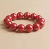 Pulsera de Mineral Crudo Natural Arena Imperial de Alto Contenido de Xiangxi, Pulsera de Cuentas Redondas de Cinabrio Rojo para Hombres y Mujeres, Joyería del Año del Zodiaco