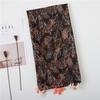 Bufanda Reductora de Edad Estilo Nórdico para Mujer Línea de Hojas de Café Estilo Coreano Versátil Shawl Largo Grande Doble Propósito Toalla de Playa