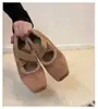Versión de Piel de Oveja ~ Zapatos de Ballet con Punta Cuadrada y Correas Cruzadas, Mayor Comodidad y Terciopelo, Zapatos de Salón de Diseño de Nicho a la Moda