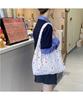 Verão Nova Bolsa de Lona Embossada de Desenho Animado Bolsa Vial de Grande Capacidade Feminina Bolsa de Compras Bolsa Escolar para Estudantes