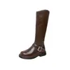 Nuevo Bestseller Otoño/Invierno~Botas de Tobillo para Motocicleta de Cuero Suave Texturizado Lavado Botas Martin para Mujer Botas Largas Versátiles