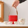 Horno Ru Caqui Ruyi Tetera de Mano Set de Té de Viaje con Tetera de Cerámica Agrietada Logo del Set de Té de Viaje Disponible